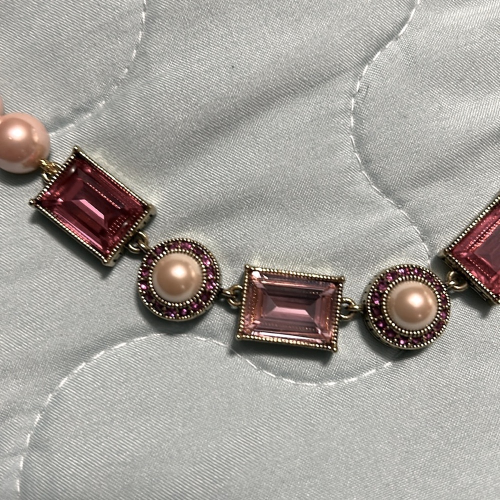 Heidi Daus Pink and Gold Beaded station necklace - Picture 4 of 6